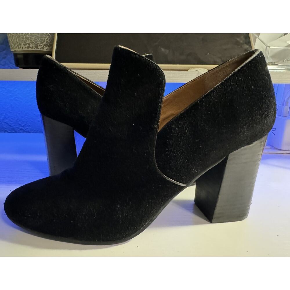 Lucky Brand 7.5 M Wyshing Suede Heeled Slip on Bootie Pumps Black Women's Shoes